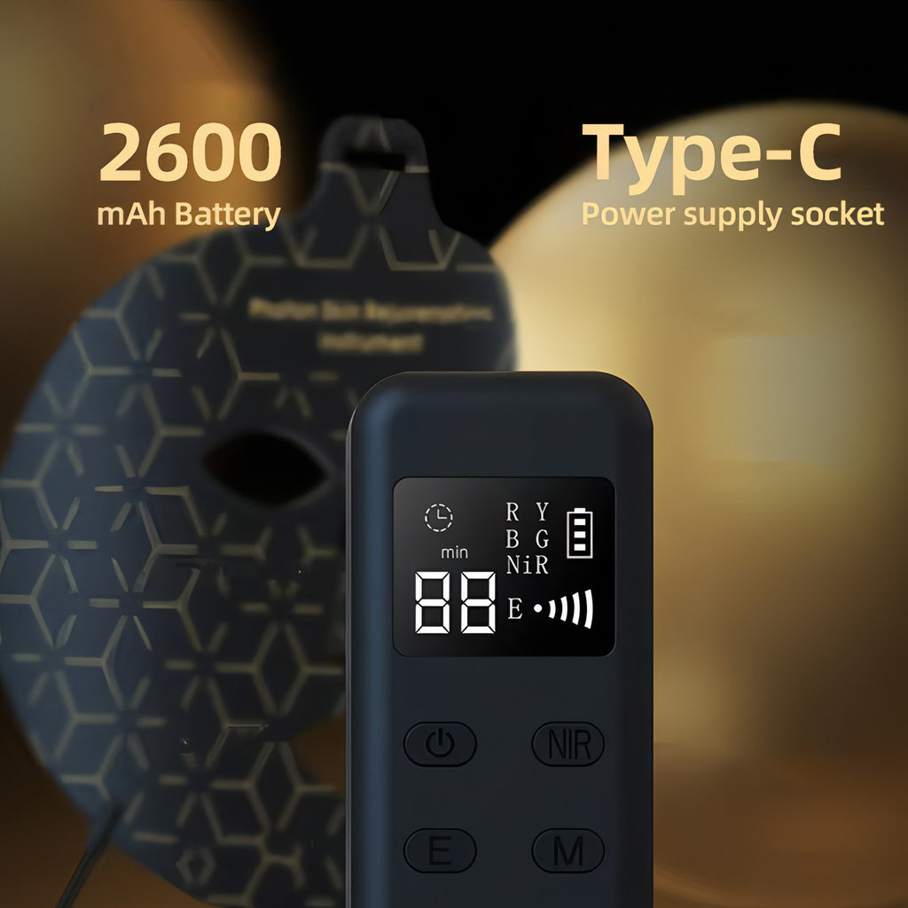 Fenzora LED Ansiktsmaske 2600mAh batteri med Type-C lading