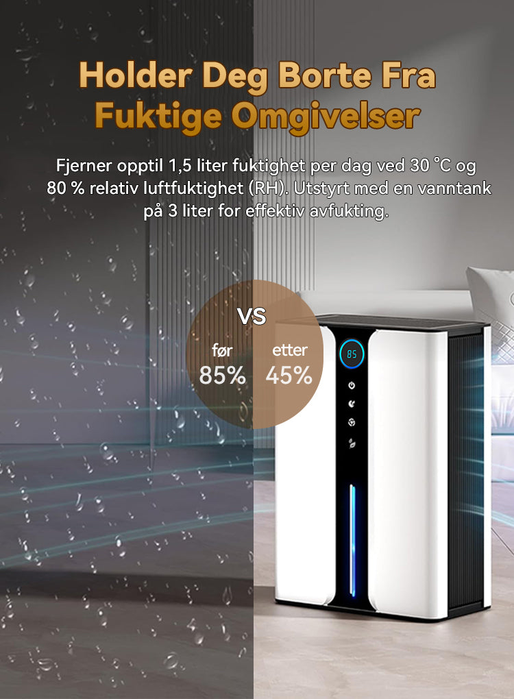 Norvilo Avfukter kontrollpanel nærbilde